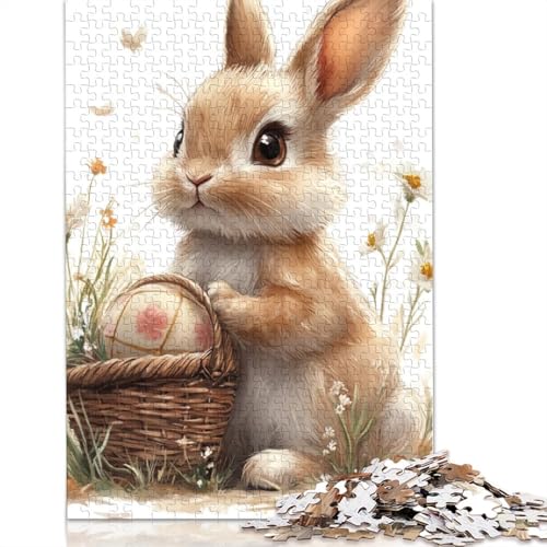 520-teiliges Puzzle mit süßem Osterhasen-Motiv für Erwachsene, Holzpuzzle für die ganze Familie, Stressabbau-Puzzle für Erwachsene ab 18 Jahren, 520 Teile (52 x 38 cm) von SOQWBYG