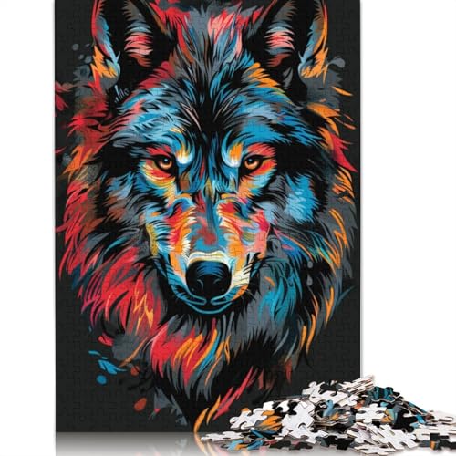 520-teiliges Wolf-Graffiti-Kunst-Puzzle für Erwachsene, Holzpuzzle für die ganze Familie, Stressabbau-Puzzle für Erwachsene ab 18 Jahren, 520 Teile (52 x 38 cm) von SOQWBYG