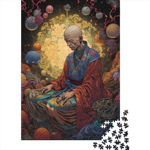 Alter meditierender Mönch, 520 Puzzleteile für Erwachsene, Puzzle-Sets für die Familie, Lernspiel, Puzzle, 520 Teile (52 x 38 cm) von SOQWBYG