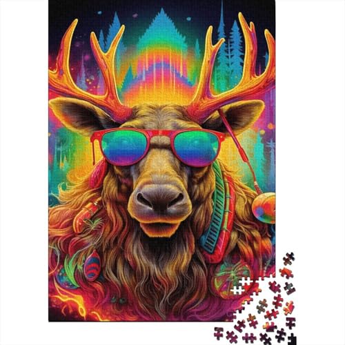 Art Animal Elch Puzzles 520 Teile Holzpuzzles Erwachsene Puzzlespiele Lernspielzeug 520 Teile (52x38cm) von SOQWBYG
