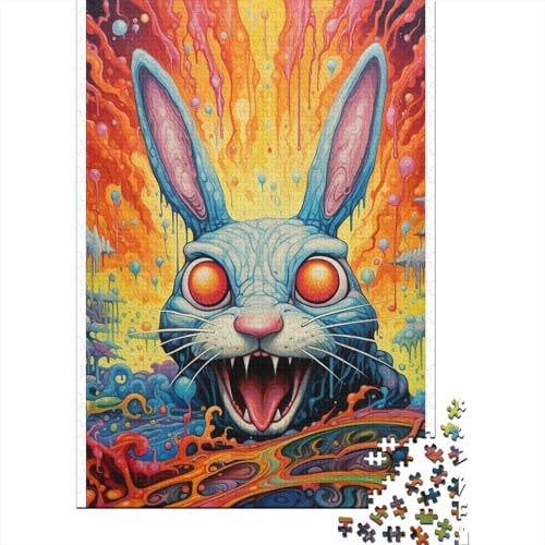 Art Animal Rabbit Puzzles 520-teiliges Puzzle für Erwachsene, Unmögliches Puzzle, Holzspielzeug, Puzzle, anspruchsvolles Spiel, 520 Teile (52 x 38 cm) von SOQWBYG