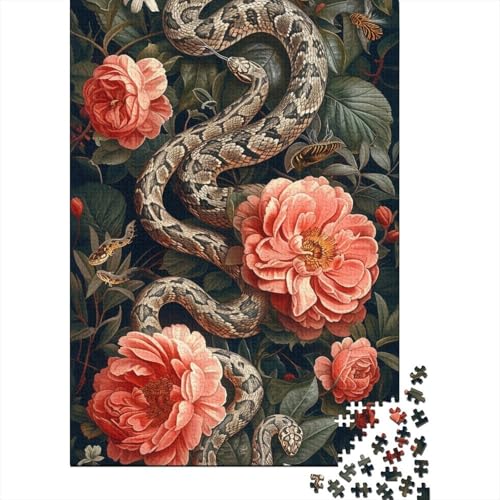 Art Animal Snake Puzzles 520-teiliges Puzzle für Erwachsene, Unmögliches Puzzle, Holzspielzeug, Puzzle, anspruchsvolles Spiel, 520 Teile (52 x 38 cm) von SOQWBYG