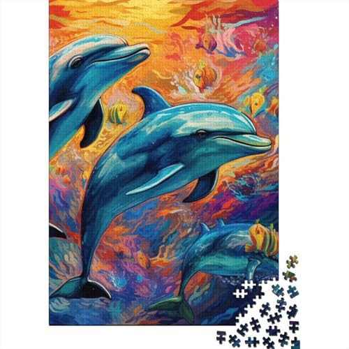 Art Dolphin Puzzle DIY Spiel Papier Rechteckiges Puzzle für Jungen oder Mädchen Geburtstagsgeschenk 70x50cm/1000 Teile von SOQWBYG