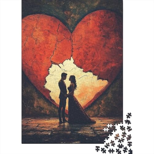 Art Happy Lovers Puzzles 1000-teiliges Puzzle für Erwachsene, Unmögliches Puzzle, Holzspielzeug, Puzzle, anspruchsvolles Spiel, 1000 Teile (75 x 50 cm) von SOQWBYG