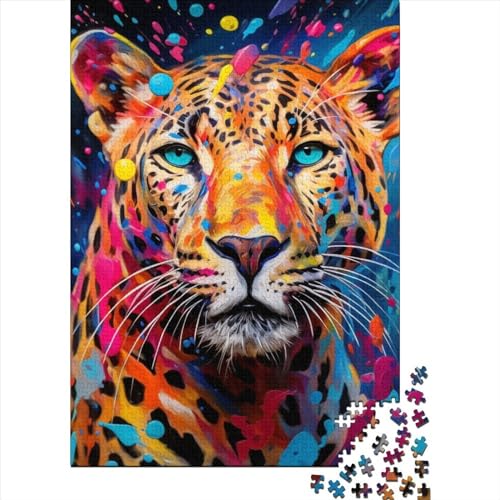 Art Leopard Puzzle DIY Spiel Papier Rechteckiges Puzzle für Jungen oder Mädchen Geburtstagsgeschenk 70x50cm/1000 Teile von SOQWBYG