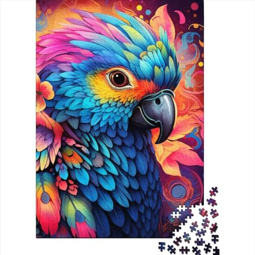 Art Papagei Tierpuzzle Denksportaufgabe Papier Rechteckiges Puzzle für Erwachsene Teenager 38x26cm/1000 Teile von SOQWBYG