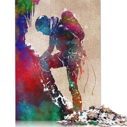Bergsteiger-Klettersport-Puzzle, 1000 Teile, Holzpuzzle für Erwachsene, Puzzlespiele, Lernspielzeug, 1000 Teile (75 x 50 cm) von SOQWBYG