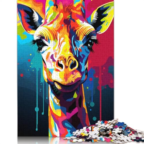 Buntes Giraffen-Holzpuzzle für Erwachsene, 520-teilig, Puzzle für Puzzle ab 18 Jahren und Erwachsene, 520-teilig (52 x 38 cm) von SOQWBYG