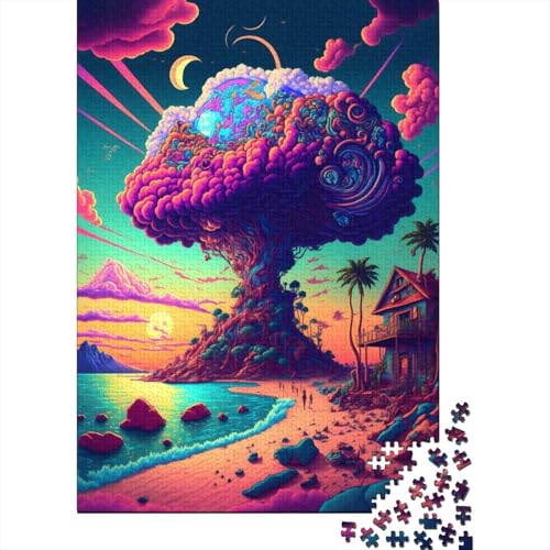 Buntes großes Baumpuzzle, 520 Teile, Puzzle für Erwachsene, Unmögliches Puzzle, Holzspielzeug, Puzzle, anspruchsvolles Spiel, 520 Teile (52 x 38 cm) von SOQWBYG
