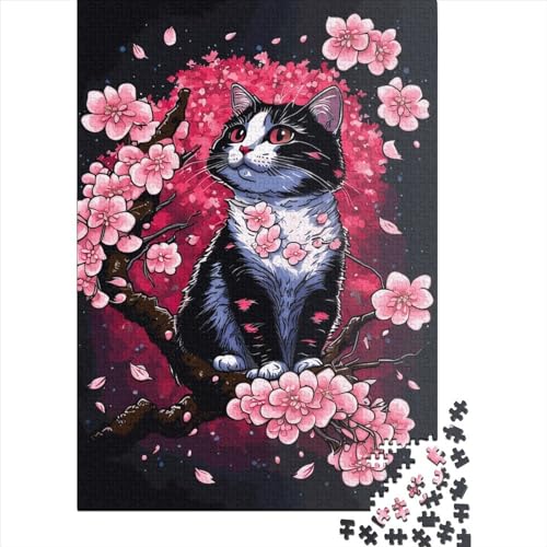 Cat Japan Puzzle zusammen. Hochwertiges Kartonpuzzle für Kinder und Erwachsene ab 12 Jahren 70 x 50 cm/1000 Teile von SOQWBYG