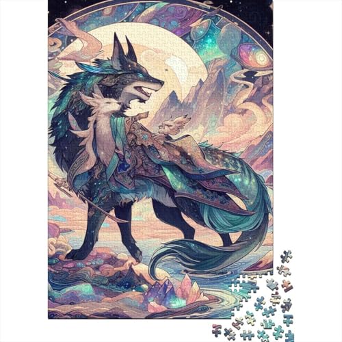 Chimera Wolf Puzzle Familienspaß Rechteckiges Papierpuzzle für Kinder und Erwachsene ab 12 Jahren Geburtstagsgeschenk 38x26cm/1000 Teile von SOQWBYG