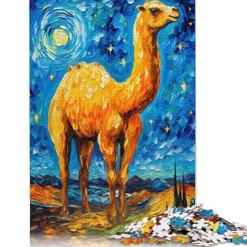 Das Sternennacht-Kamel-Puzzle, 520-teiliges Puzzle für Erwachsene, unmögliches Puzzle, Holzspielzeug, anspruchsvolles Puzzlespiel, 520 Teile (52 x 38 cm) von SOQWBYG