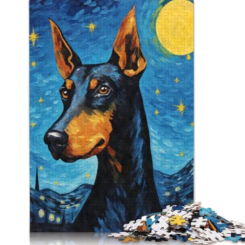 Dobermann-Hund, Sternennacht-Puzzle, 520 Teile, Puzzlespiele für Erwachsene, Lernspielzeug, Puzzle für Weihnachten und Geburtstagsgeschenke, 520 Teile (52 x 38 cm) von SOQWBYG