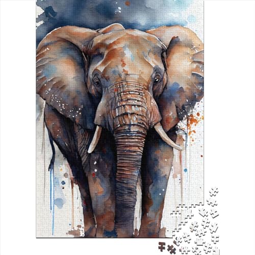 Elefanten-Aquarell-Puzzle, Lernspiel, Papier, rechteckig, Puzzle für Erwachsene, Teenager, Ostergeschenke, 70 x 50 cm/1000 Teile Elefanten-Aquarell-Puzzle, Lernspiel, Papier, rechteckig, Puzzle für Erwachsene, Teenager, Ostergeschenke, 70 x 50 cm/1000 Teile von SOQWBYG