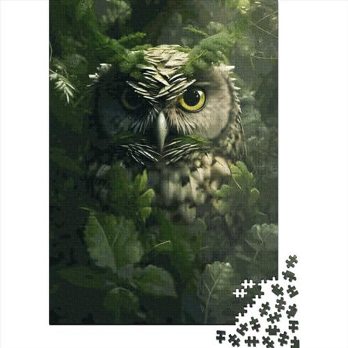 Eule 1000-teiliges Puzzle aus Holz für Erwachsene, schwieriges Puzzle für Erwachsene, Herausforderungsspiel 1000 Teile (75 x 50 cm) von SOQWBYG