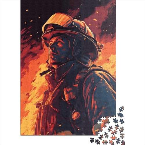 Feuerwehrmann-Flammen-Puzzle, 520 Teile, Puzzle, Erwachsenen-Puzzle, einzigartiges, schwieriges und herausforderndes Puzzle, Spielspielzeug, Geschenk, 520 Teile (52 x 38 cm) von SOQWBYG