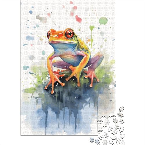 Frosch-Aquarell-Puzzle, 1000 Teile, Puzzle für Erwachsene, Puzzle-Sets für Familien-Lernspiel, 1000 Teile (75 x 50 cm) von SOQWBYG