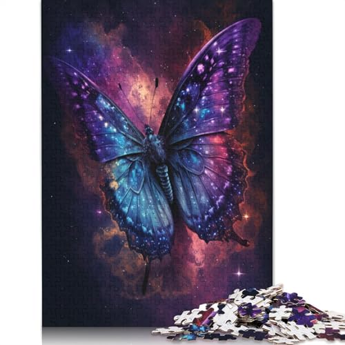 Galaxy Butterfly Puzzles 1000-teiliges Puzzle für Erwachsene, Unmögliches Puzzle, Holzspielzeug, Puzzle, anspruchsvolles Spiel, 1000 Teile (75 x 50 cm) von SOQWBYG