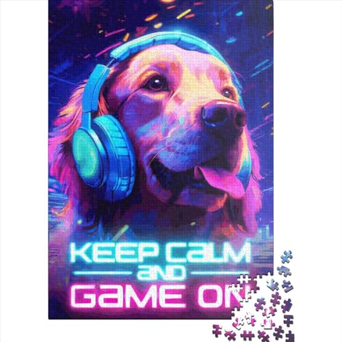 Golden Retriever-Spielpuzzle, 1500 Teile, Puzzle für Erwachsene, Unmögliches Puzzle, Holzspielzeug, Puzzle, Herausforderndes Spiel, 1500 Teile (85 x 57 cm) von SOQWBYG