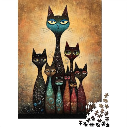 Happy Cats Puzzle, 100 Prozent Recycling-Karton, Premium-Karton, Puzzle für Erwachsene und Kinder, 38 x 26 cm, 1000 Teile von SOQWBYG
