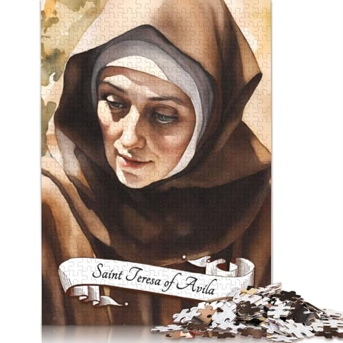 Heilige Teresa von Avila, Holzpuzzle für Erwachsene, 1000 Teile, Puzzle für Puzzle für Puzzle ab 18 Jahren und Erwachsene, 1000 Teile (75 x 50 cm) von SOQWBYG