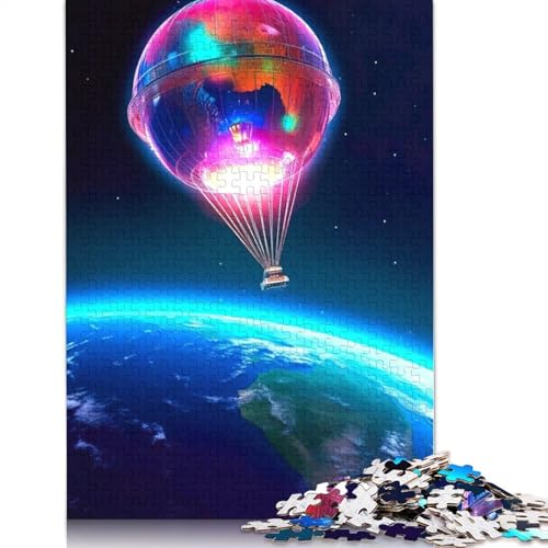 Heißluftballon im Weltraum-Puzzle, 520 Teile, Puzzle für Erwachsene, Unmögliches Puzzle, Holzspielzeug, Puzzle, Herausforderndes Spiel, 520 Teile (52 x 38 cm) von SOQWBYG