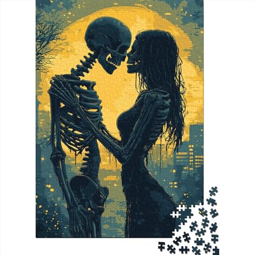 Hölzernes 520-teiliges Puzzle für Erwachsene, künstlerisches Skelett-Paar-Puzzle, Puzzle-Geschenke, Puzzles für Familienspiele, 520 Teile (52 x 38 cm) von SOQWBYG