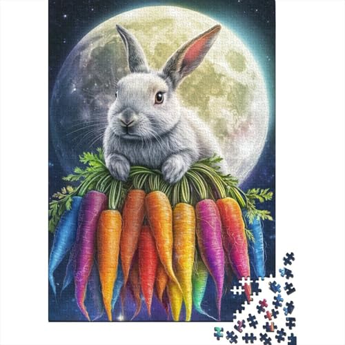 Holzpuzzle 1000 Teile, süßes Osterhäschen-Puzzle, Familienspiel, Puzzle, Erwachsene und 1000 Teile (75 x 50 cm) von SOQWBYG