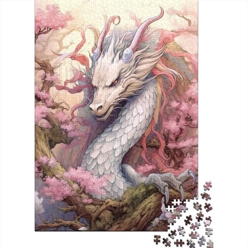 Holzpuzzle-Spielzeug für 1500 Teile, japanischer Drache, Kirschpuzzle, Jungen- und Mädchenpuzzle, Lernspiele für über 18-Jährige, 1500 Teile (85 x 57 cm) von SOQWBYG