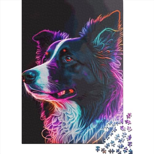 Holzpuzzle für Erwachsene mit Hund und Neon-Tier, 520-teilig, Puzzle für Puzzle ab 18 Jahren und Erwachsene, 520 Teile (52 x 38 cm) von SOQWBYG