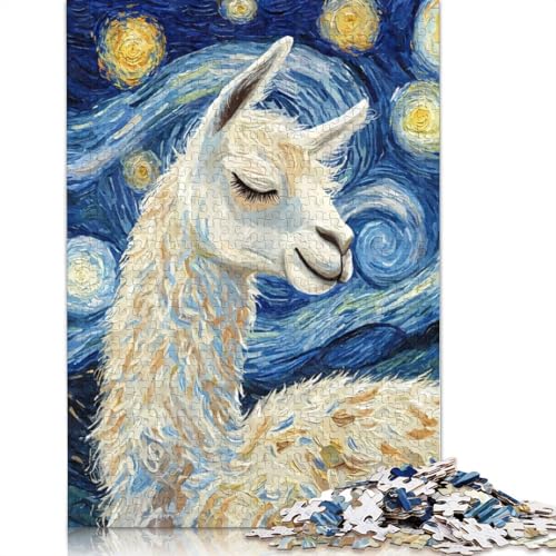 Holzpuzzle für Erwachsene mit schlafendem Lama und Sternennacht, 1500 Teile, Puzzle für Puzzle ab 18 Jahren und Erwachsene, 1500 Teile (85 x 57 cm) von SOQWBYG