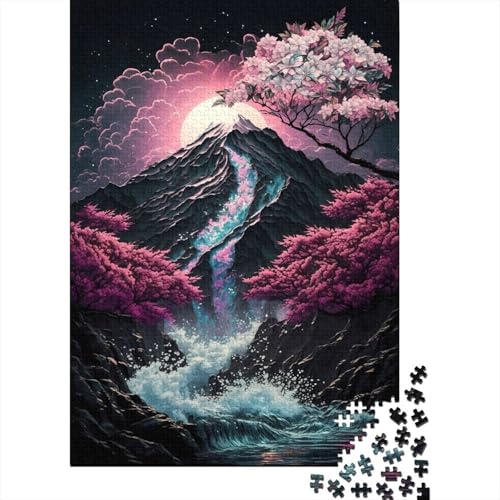 Kirschblüten-Japan-Kunst-Holzpuzzle für Erwachsene, 520-teilig, Puzzle für Puzzle für Puzzle ab 18 Jahren und Erwachsene, 520-teilig (52 x 38 cm) von SOQWBYG