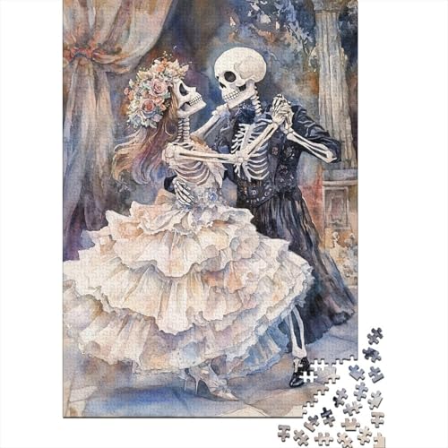 Künstlerisches Skelett-Paar-Puzzle, 520-teiliges Puzzle für Erwachsene, unmögliches Puzzle, Holzspielzeug, herausforderndes Puzzlespiel, 520 Teile (52 x 38 cm) von SOQWBYG