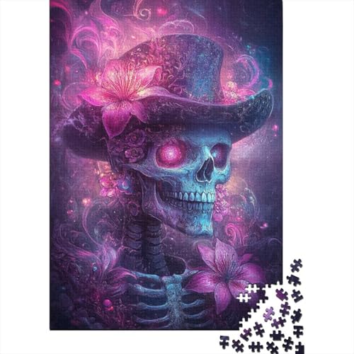 Künstlerisches Totenkopf-Holzpuzzle für Erwachsene, 1500 Teile, Puzzle für Puzzle ab 18 Jahren und Erwachsene, 1500 Teile (85 x 57 cm) von SOQWBYG
