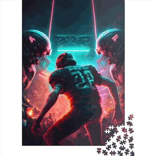 Leuchtendes Fußball-Puzzle, 1000 Teile, Holzpuzzle für Erwachsene und als Wanddekoration zu Hause, 1000 Teile (75 x 50 cm) von SOQWBYG