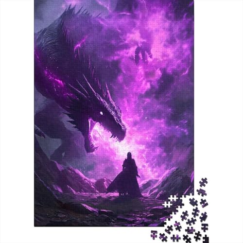 Lila Drachen Puzzle DIY Spiel Papier Rechteckiges Puzzle für Jungen oder Mädchen Geburtstagsgeschenk 38x26cm/1000 Teile von SOQWBYG