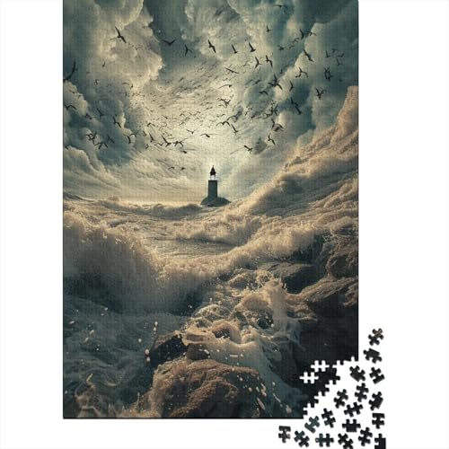 Möwenwellen-Puzzle, 1000-teiliges Puzzle für Erwachsene, Unmögliches Puzzle, Holzspielzeug, Puzzle, anspruchsvolles Spiel, 1000 Teile (75 x 50 cm) von SOQWBYG