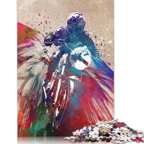 Motorrad-Aquarell-Kunst-Puzzle, 1500 Teile, Puzzle für Erwachsene, Unmögliches Puzzle, Holzspielzeug, Puzzle, Herausforderndes Spiel, 1500 Teile (85 x 57 cm) von SOQWBYG