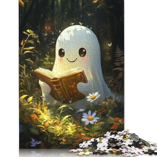 Niedliches Geister-Lese-Puzzle, 520 Teile, Holzpuzzle für Erwachsene, Puzzlespiele, Lernspielzeug, 520 Teile (52 x 38 cm) von SOQWBYG
