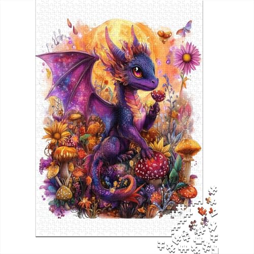 Niedliches Holzpuzzle mit Drachenmotiv für Kleinkinder, 520-teilig, Puzzle für Puzzle ab 18 Jahren und Erwachsene, 520 Teile (52 x 38 cm) von SOQWBYG