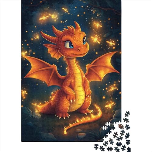 Niedliches Kleinkind-Drache-Holzpuzzle für Erwachsene, 1000 Teile, Puzzle für Puzzle für Puzzle ab 18 Jahren und Erwachsene, 1000 Teile (75 x 50 cm) von SOQWBYG