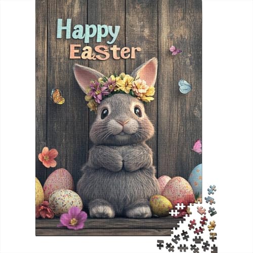 Niedliches Osterhäschen-Puzzle, 1000 Teile, Puzzle für Erwachsene, Unmögliches Puzzle, Holzspielzeug, Puzzle, Herausforderndes Spiel, 1000 Teile (75 x 50 cm) von SOQWBYG