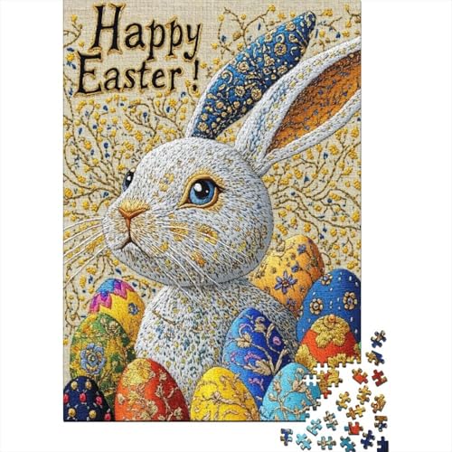 Niedliches Osterhasen-Holzpuzzle für Erwachsene, 1000 Teile, Puzzle für Puzzle für Puzzle ab 18 Jahren und Erwachsene, 1000 Teile (75 x 50 cm) von SOQWBYG