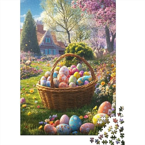 Niedliches Osterhasen-Holzpuzzle für Erwachsene, 1500 Teile, Puzzle für Puzzle ab 18 Jahren und Erwachsene, 1500 Teile (85 x 57 cm) von SOQWBYG