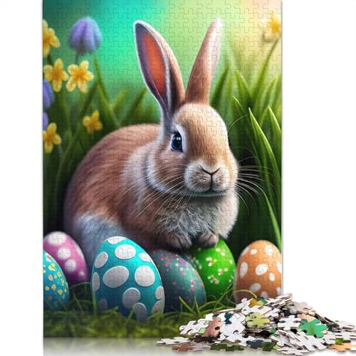 Niedliches Osterhasen-Holzpuzzle für Erwachsene, 520-teilig, Puzzle für Puzzle ab 18 Jahren und Erwachsene, 520 Teile (52 x 38 cm) von SOQWBYG
