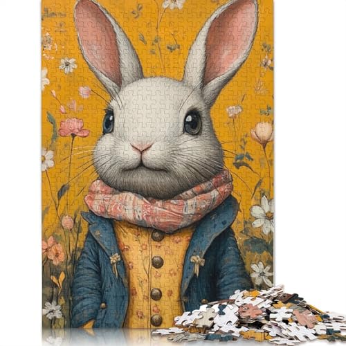 Niedliches Osterhasen-Holzpuzzle für Erwachsene, 520-teilig, Puzzle für Puzzle ab 18 Jahren und Erwachsene, 520 Teile (52 x 38 cm) von SOQWBYG