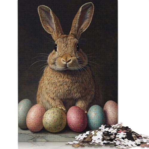 Niedliches Osterhasen-Holzpuzzle für Erwachsene, 520-teilig, Puzzle für Puzzle ab 18 Jahren und Erwachsene, 520 Teile (52 x 38 cm) von SOQWBYG