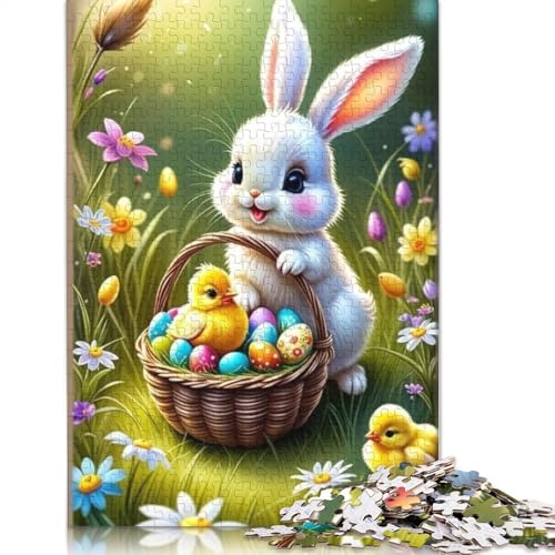 Niedliches Osterhasen-Holzpuzzle für Erwachsene, 520-teilig, Puzzle für Puzzle ab 18 Jahren und Erwachsene, 520 Teile (52 x 38 cm) von SOQWBYG