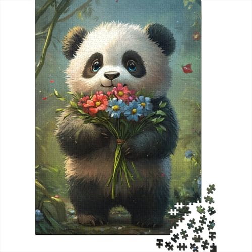 Niedliches Panda-Puzzle, 1000 Teile, Holzpuzzle für Erwachsene, Puzzlespiele, Lernspielzeug, 1000 Teile (75 x 50 cm) von SOQWBYG