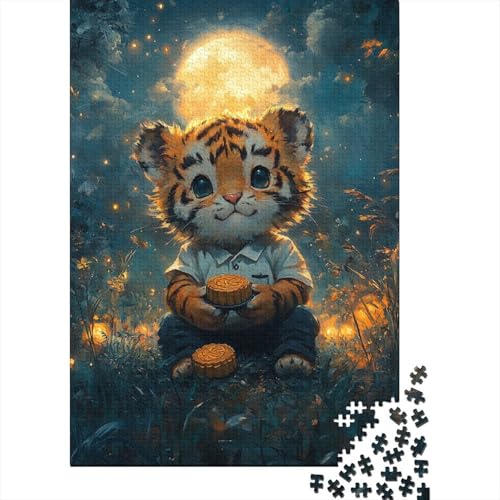 Ölgemälde-Tiger-Puzzle, 520-teiliges Puzzle für Erwachsene, unmögliches Puzzle, Holzspielzeug, herausforderndes Puzzlespiel, 520 Teile (52 x 38 cm) von SOQWBYG